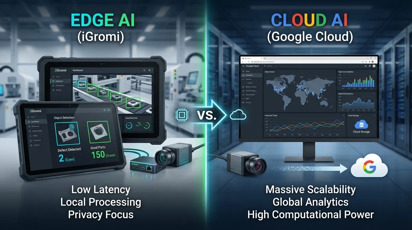 iGromi vs Google Cloud Vision AI: Edge vs Cloud para Manufactura 2026