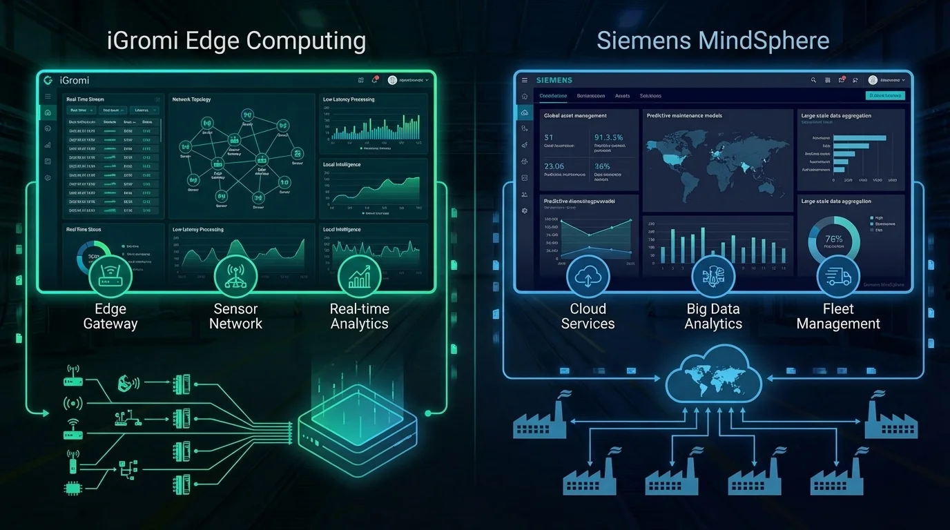 iGromi vs Siemens MindSphere: IoT Edge vs Cloud Enterprise 2026