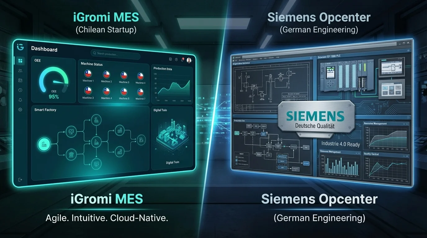 iGromi vs Siemens Opcenter: MES Alemán vs Chileno 2026