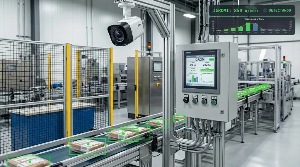 Detección de objetos con IA en línea de producción
